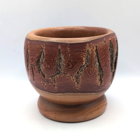 Two Piece Lot - Vintage Hand Turned Raw Edge Ashwood Bowl & Vase - Hand Signed - Picture 7 of 12